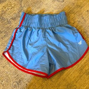 Varsity Jogger shorts Small. Blue with Red Trim